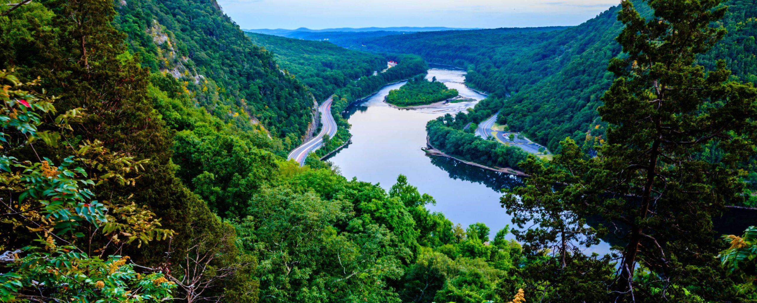 The Delaware Water Gap on a sunny day