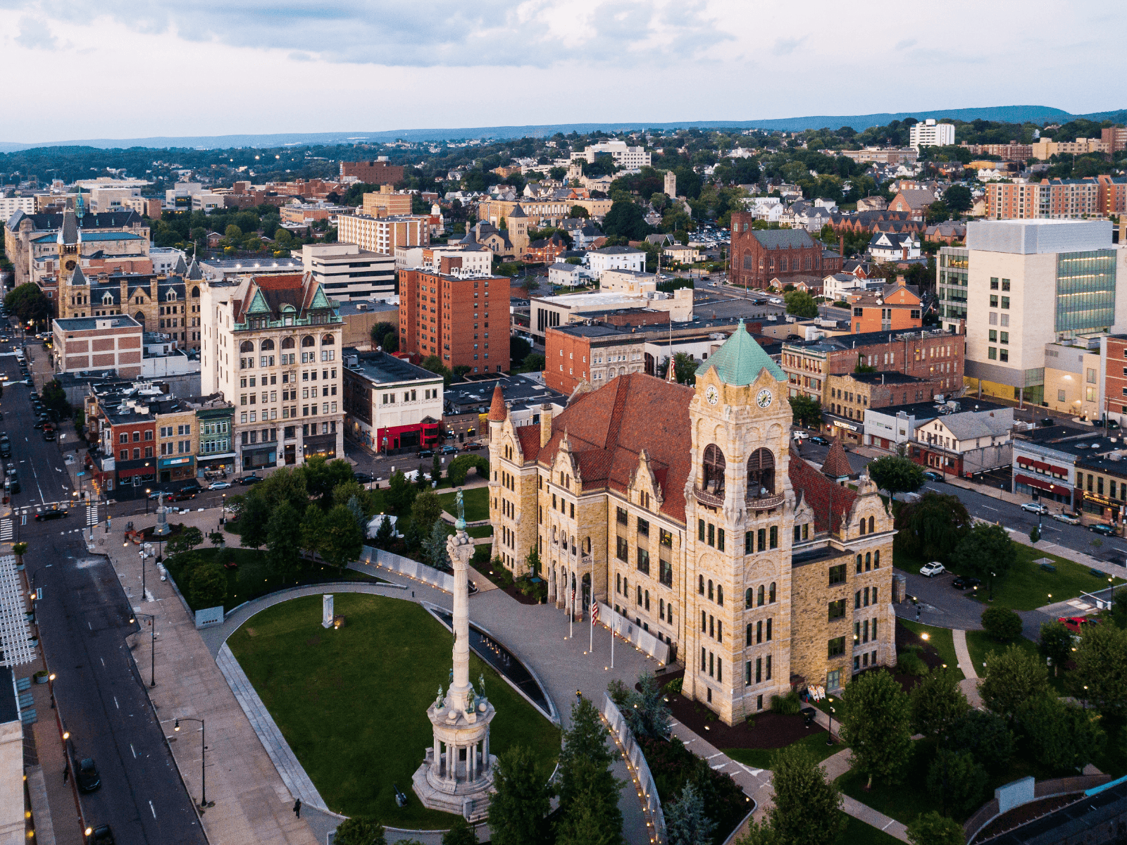 Bird's eye view of scranton pa historic buildings