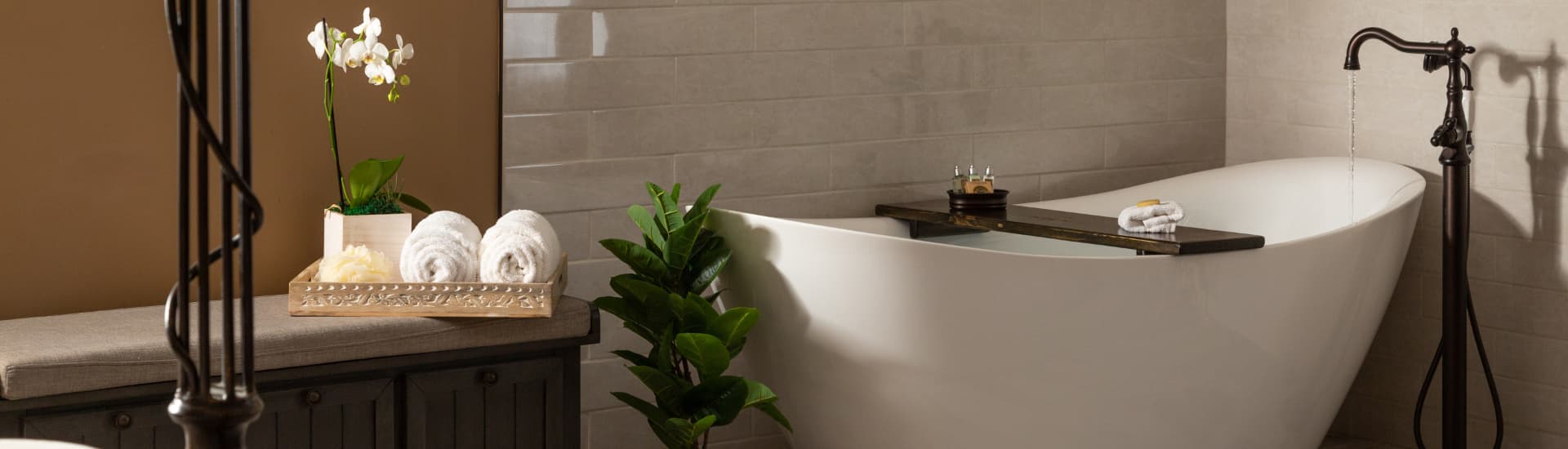 A tranquil and inviting bathroom featuring a freestanding bathtub, ideal for a spa-like experience.
